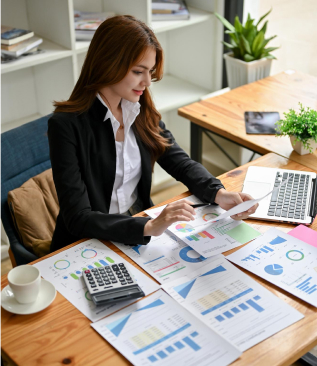 Accountant reviewing financial documents